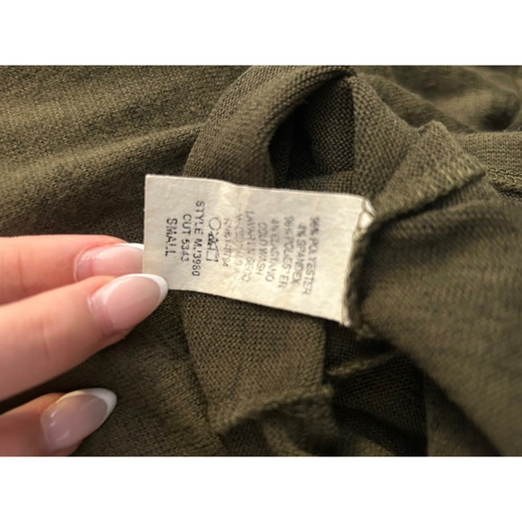 Three Bird Nest Olive Green Long Sleeve Button Front Jumpsuit Size Small - Picture 4 of 4